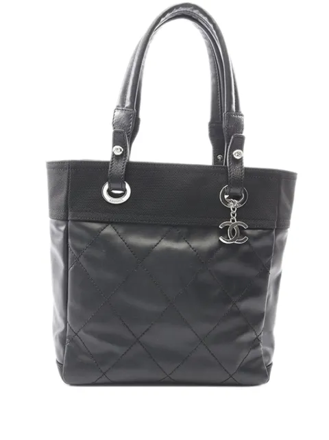 CHANEL Pre-Owned 2010-2011 Small Quilted Coated Canvas Paris Biarritz tote bag Black U3D79HXGWHY76VT1