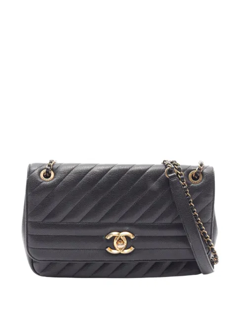 CHANEL Pre-Owned 2016-2017 Small CC Diagonal Quilted Goatskin Flap shoulder bag Black TBZJKIX9I7J3Q4RV