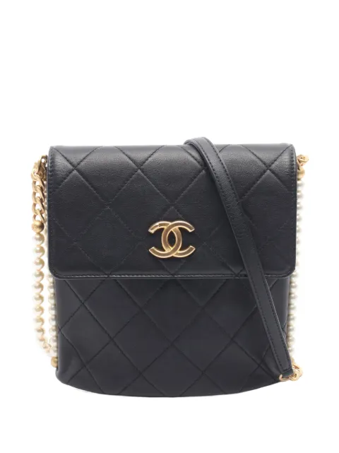 CHANEL Pre-Owned 2021 Small Quilted Calfskin About Pearls Hobo crossbody bag Black EX1QYR8EQQLBJEM5