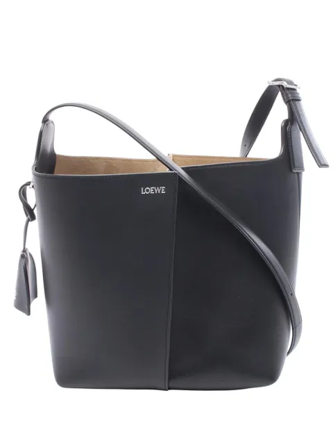 Loewe Pre-Owned 2010-2026 Medium Calfskin Bilbao bucket bag Black 5EH2YFO08KZRD8P7