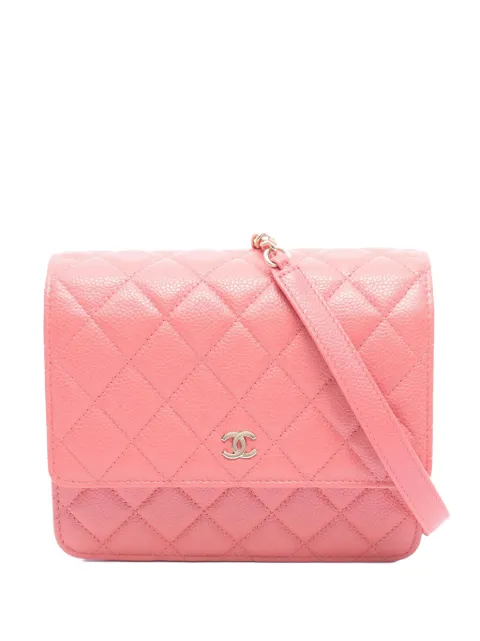 CHANEL Pre-Owned 2018 Classic Square Caviar Wallet on Chain crossbody bag Pink 50SDLLTVW2MDZ37F