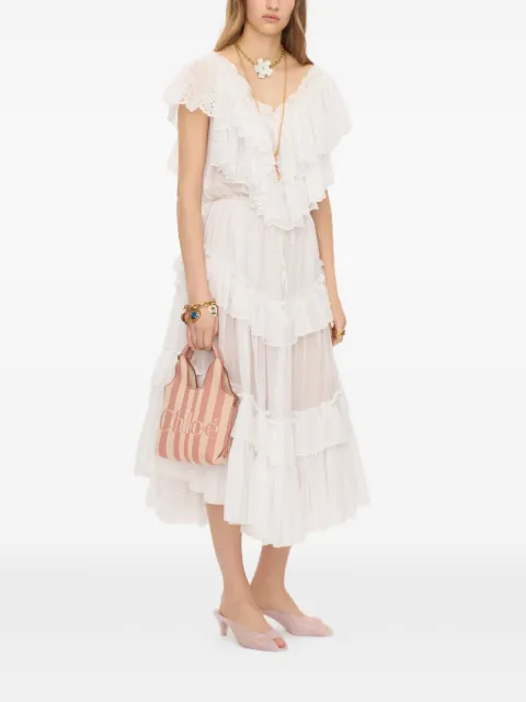 Chloé mini striped tote bag Pink CH26AP777R65