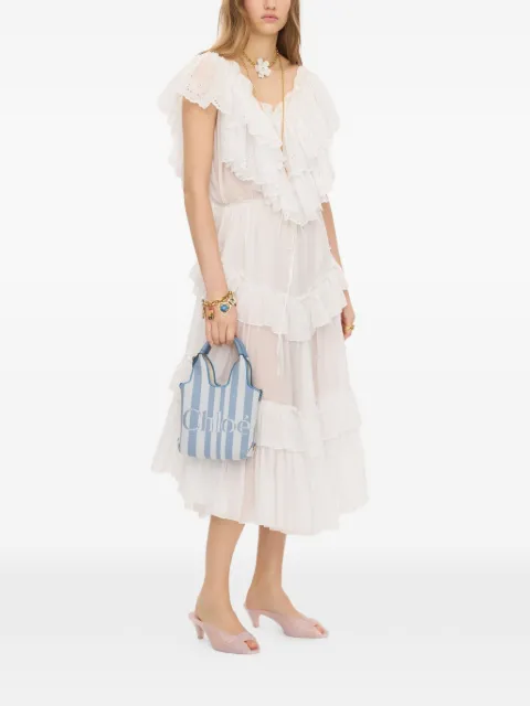 Chloé Chloé striped logo-print mini tote bag Blue CH26AP777R65