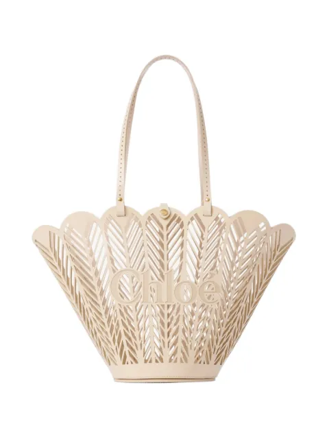 Chloé Soleil cut-out logo-debossed tote bag Neutrals CH26AS944S13