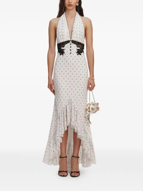 Self-Portrait lace-trimmed polka-dot dress White PF26023MW