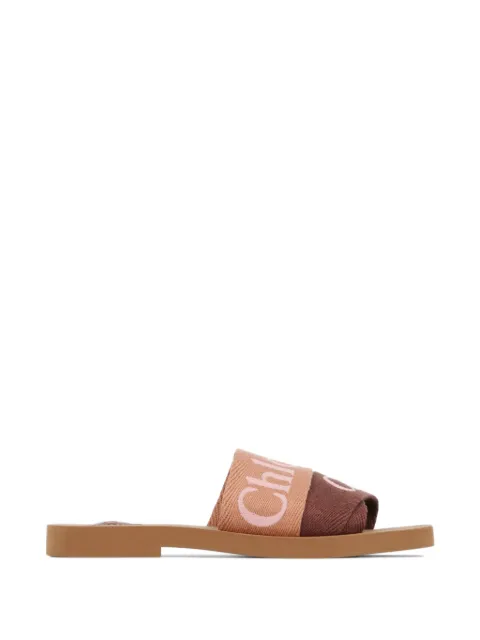 Chloé Woody logo-embroidered flat sandals Pink CHC23U188EF