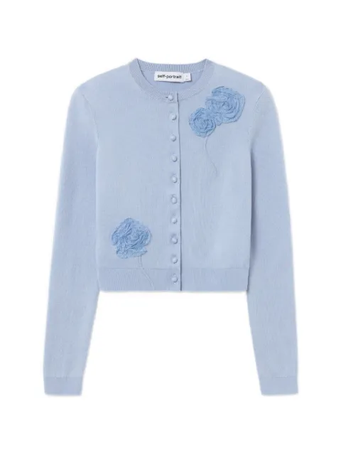 Self-Portrait blue flower knit cardigan Blue PF26068CBL