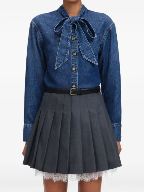 Self-Portrait tie-neck denim shirt Blue PF26826TBL