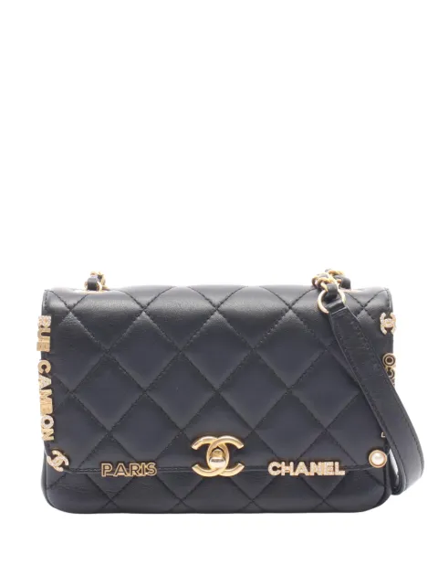 CHANEL Pre-Owned 2021-2026 Mini Quilted Lambskin Paris Monaco Flap crossbody bag Black KLD7S4ZYDT1HOYKR