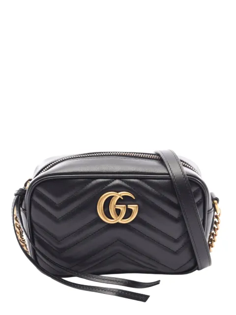 Gucci Pre-Owned 2016-2026 Mini GG Marmont Matelasse Leather crossbody bag Black FHSWY3DR20N9LD14