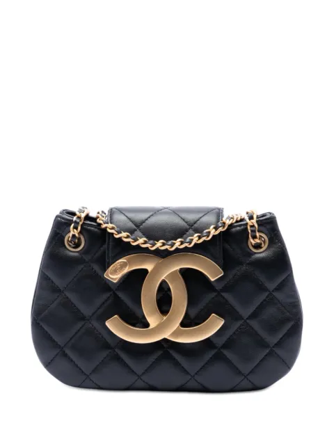 CHANEL Pre-Owned 2021-2026 Small Quilted Lambskin Giant CC Chain Compartment Messenger Bag crossbody bag Black 8K25ELJVBKTEUCIQ