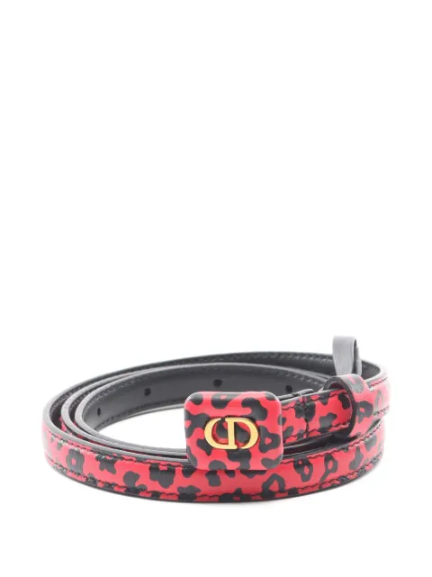 Christian Dior Pre-Owned 2010s CD logo leopard-print belt Red 1050517