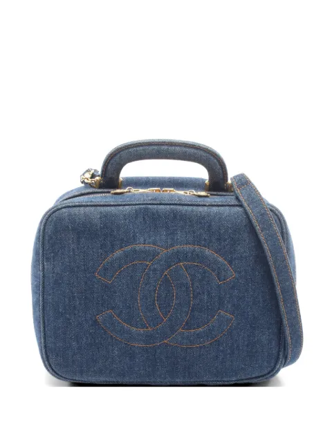 CHANEL Pre-Owned 1996-1997 Coco Mark Vanity two-way handbag Blue 10711924672564