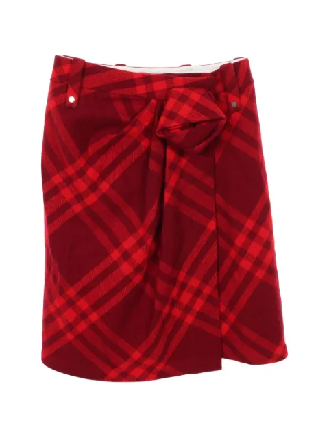 Burberry Pre-Owned 2020s wool checked midi skirt Red 1052372
