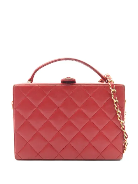 CHANEL Pre-Owned 1986-1988 Matelassé 2-Way quilted vanity bag Red 1071997422960