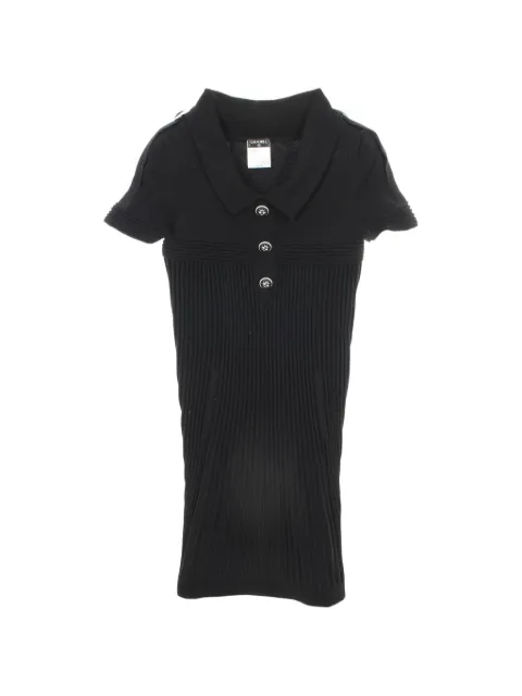 CHANEL Pre-Owned 1986-1988 CC logo-buttons mini dress Black 1058623