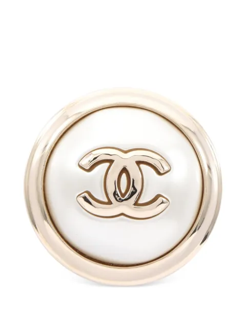 CHANEL Pre-Owned 1986-1988 faux-pearl brooch Gold 1055834