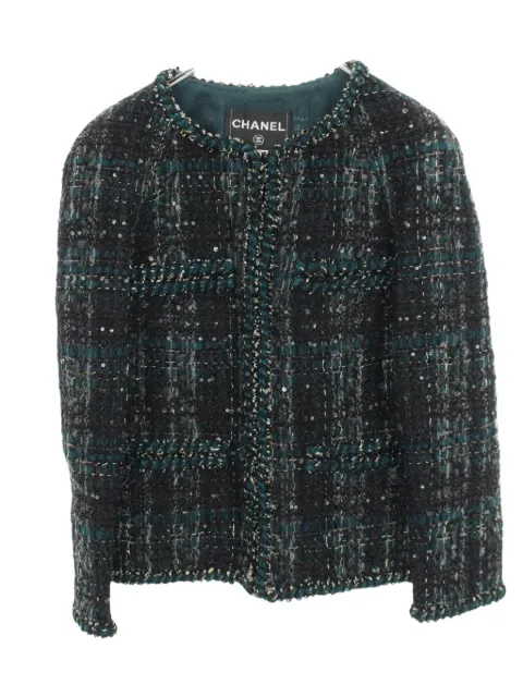 CHANEL Pre-Owned 1986-1988 sequin-embellished tweed jacket Black 1071321