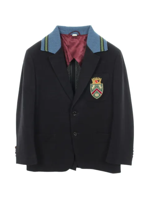 Gucci Pre-Owned 00s emblem rib-knit-collar jacket Black 1060341