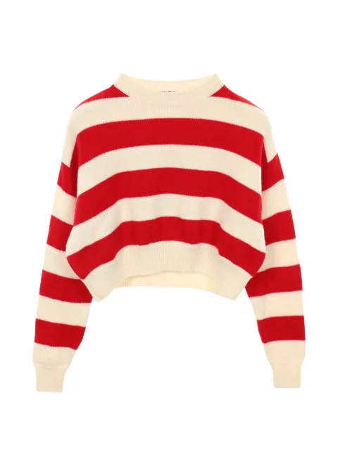 Miu Miu Pre-Owned 2010s striped logo-embroidered sweater Red 1065352