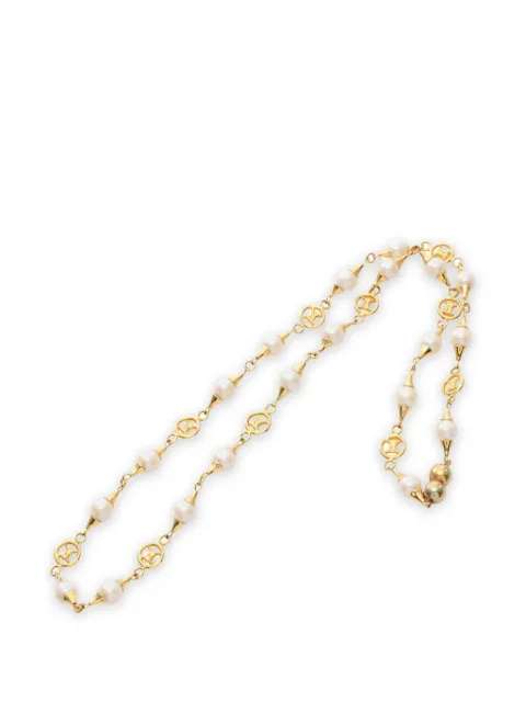 Celine Pre-Owned 2010s Triomphe faux-pearl necklace Gold 1070687