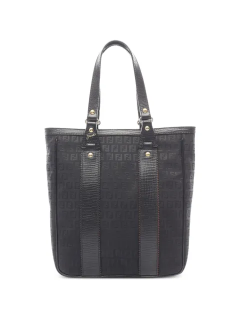 Fendi Pre-Owned 2010s Zucchino leather-trim tote bag Black 1059275