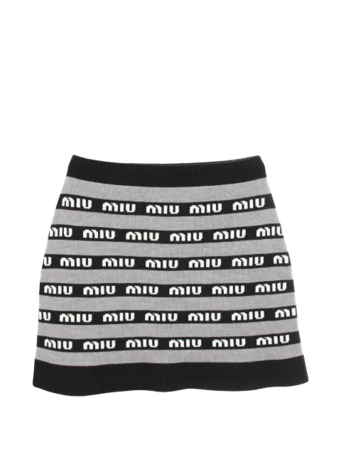 Miu Miu Pre-Owned 2020s mini logo-knit skirt Black 1058616