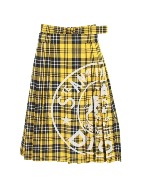 Christian Dior Pre-Owned 20s check pleated skirt Yellow 1052386