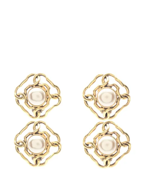 CHANEL Pre-Owned 1986-1988 Coco Mark faux-pearl earrings Gold 1052395