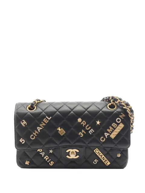 CHANEL Pre-Owned 2020-2021 Classic Flap Icon Charm Matelassé shoulder bag Black 107402130270950