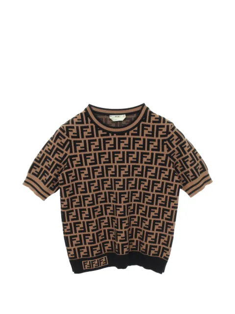 Fendi Pre-Owned 2000s Zucca knit T-shirt Neutrals 1054147