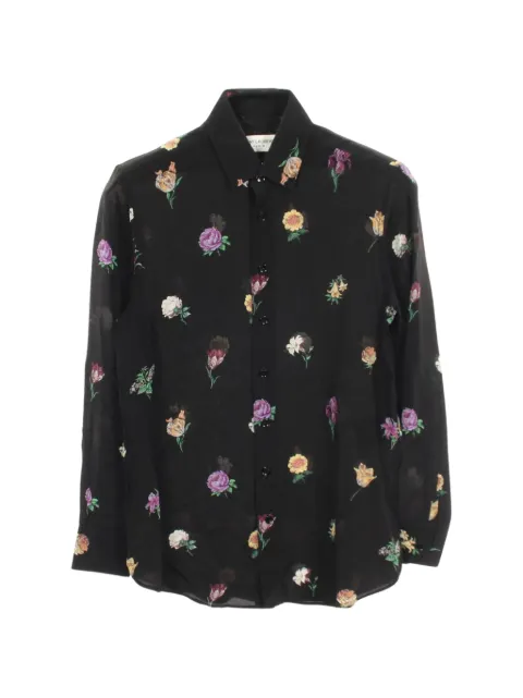 Saint Laurent Pre-Owned 2000s floral-detail shirt Black 1064253