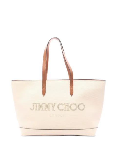 Jimmy Choo Pre-Owned 2010s leather-trim tote bag Neutrals 1070320