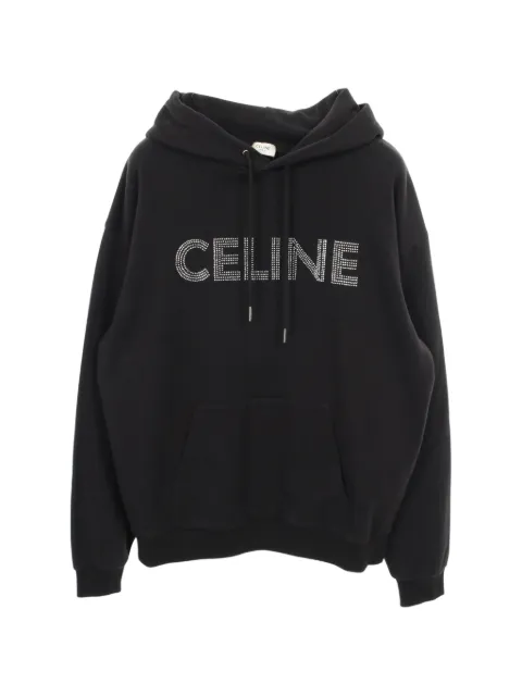 Celine Pre-Owned 2010s rhinestone-logo hoodie Black 1054179
