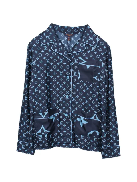 Louis Vuitton Pre-Owned 2020s monogram-pattern silk shirt Blue 1061969