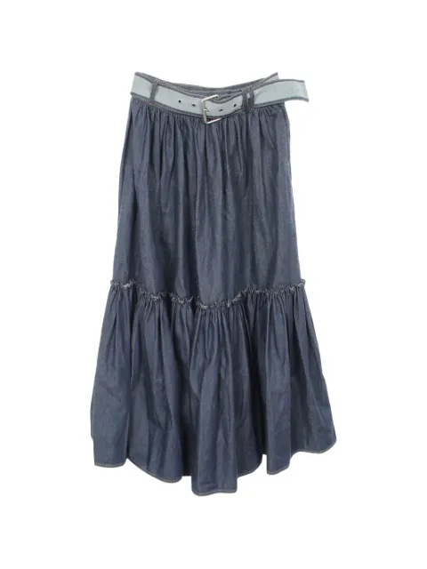 Christian Dior Pre-Owned 2010s belted denim midi skirt Blue 1055170