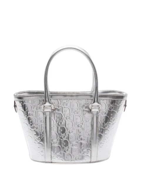 Christian Dior Pre-Owned 2010s Oblique patent leather tote bag Silver 1071621