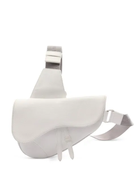 Christian Dior Pre-Owned 2010s Saddle leather body bag White 1073355