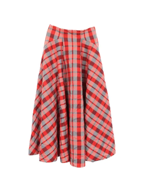 Christian Dior Pre-Owned 2010s checked wool midi skirt Red 1069761
