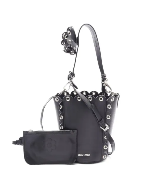 Miu Miu Pre-Owned 2010s eyelet-embellished bucket bag Black 1073034