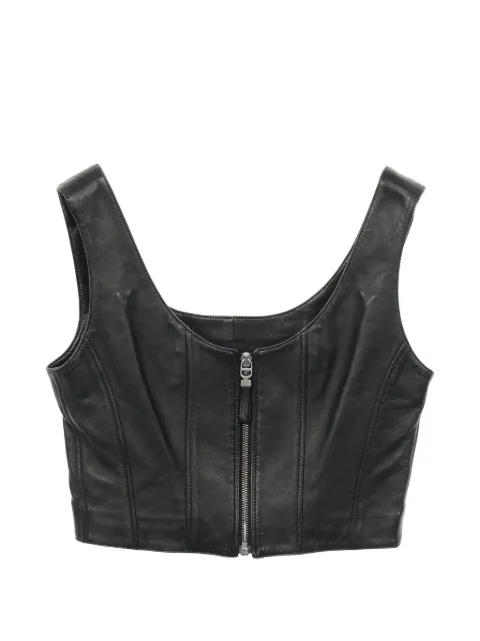 Christian Dior Pre-Owned 2010s zip-up leather top Black 1054151