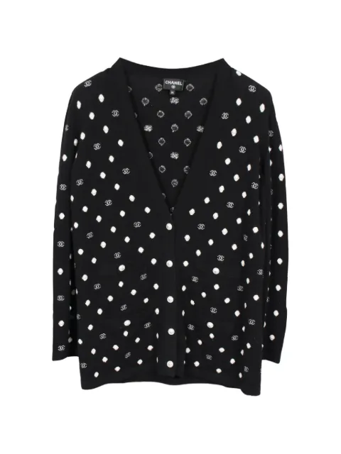 CHANEL Pre-Owned 1986-1988 Coco Mark cashmere cardigan Black 1061965