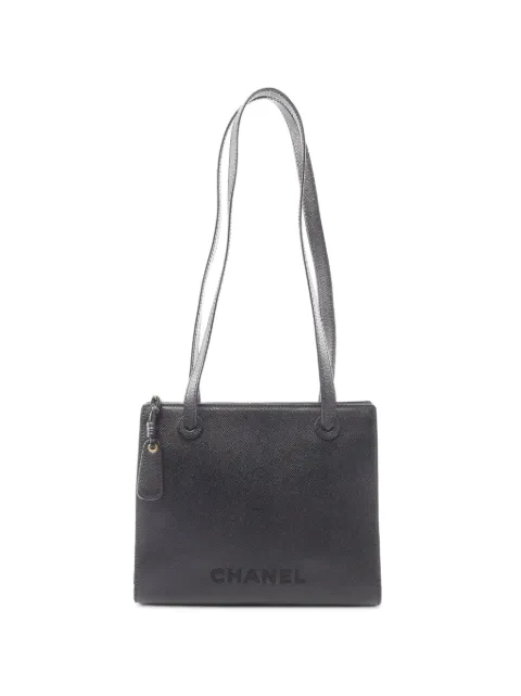 CHANEL Pre-Owned 1997-1999 Caviar skin logo tote bag Black 10720085524844