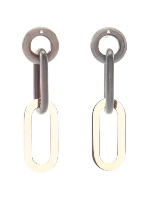 Hermès Pre-Owned 2000s buffalo horn drop earrings Grey 1065145