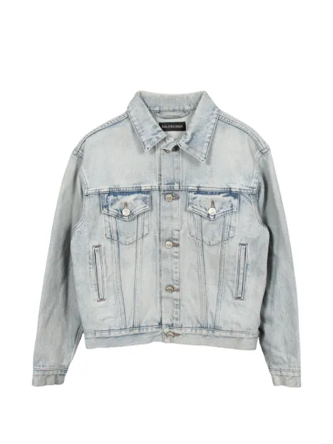 Balenciaga Pre-Owned 2010s Rhinestone logo denim jacket Blue 1061914