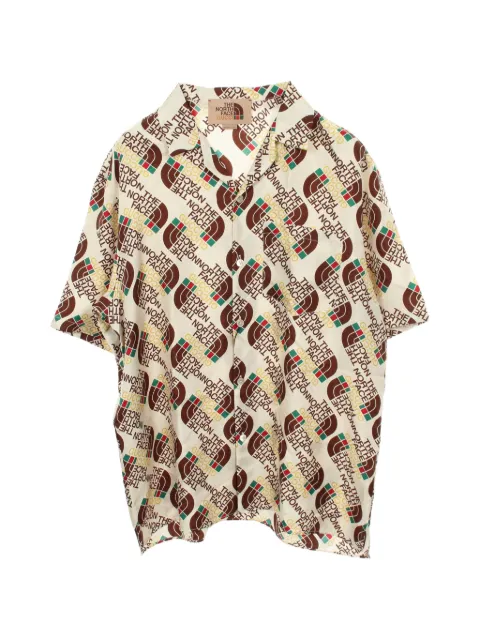 Gucci Pre-Owned x The North Face 2010s logo-pattern silk shirt Neutrals 1054214