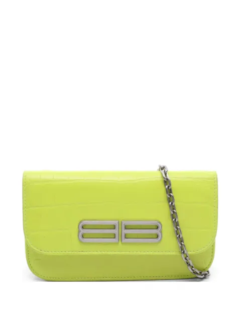 Balenciaga Pre-Owned 2000s Gossip croc-embossed leather shoulder bag Green 1062397