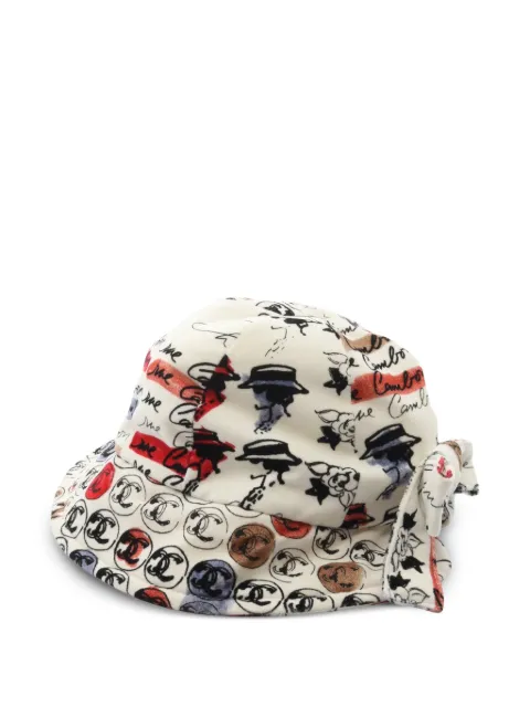 CHANEL Pre-Owned 1986-1988 CC logo-pattern hat Neutrals 1065395