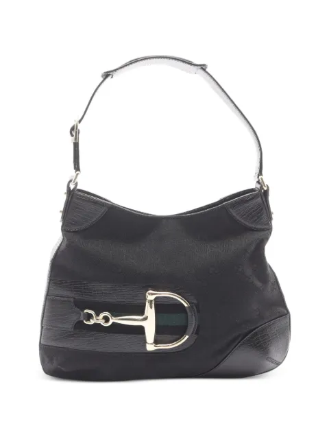 Gucci Pre-Owned 2010s Horsebit GG canvas shoulder bag Black 1072208