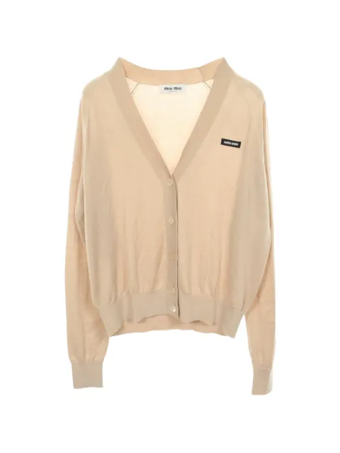 Miu Miu Pre-Owned 2010s logo V-neck cardigan Neutrals 1065368